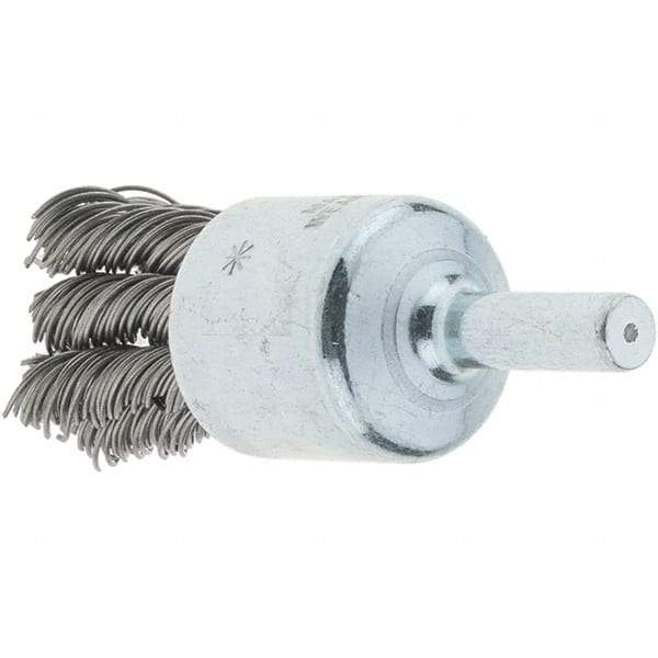 Tru-Maxx - 3/4" Brush Diam, Knotted, End Brush - 1/4" Diam Steel Shank, 22,000 Max RPM - Makers Industrial Supply