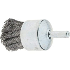 Tru-Maxx - 1-1/8" Brush Diam, Knotted, End Brush - 1/4" Diam Steel Shank, 22,000 Max RPM - Makers Industrial Supply