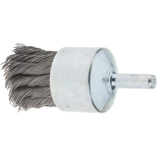 Tru-Maxx - 1-1/8" Brush Diam, Knotted, End Brush - 1/4" Diam Steel Shank, 22,000 Max RPM - Makers Industrial Supply