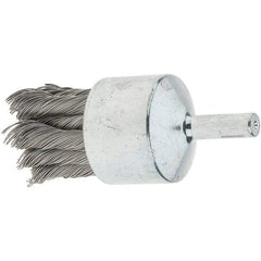 Tru-Maxx - 1-1/8" Brush Diam, Knotted, End Brush - 1/4" Diam Steel Shank, 22,000 Max RPM - Makers Industrial Supply