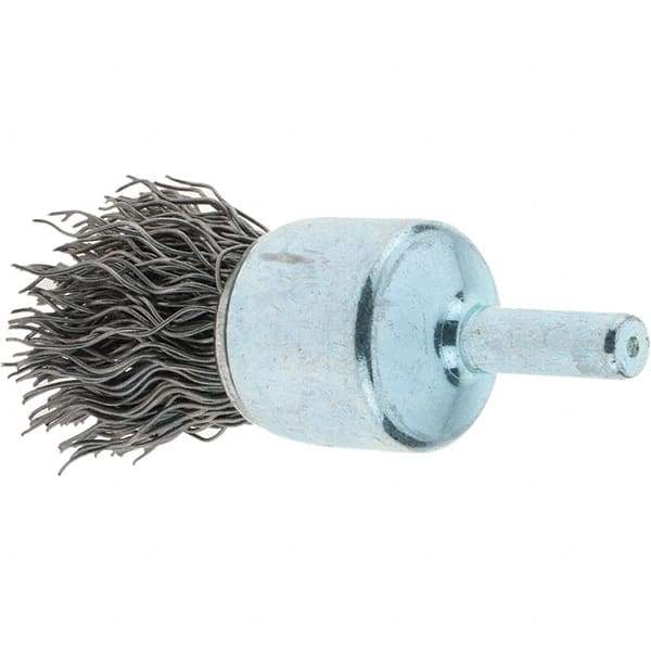 Tru-Maxx - 3/4" Brush Diam, Crimped, Flared End Brush - 1/4" Diam Steel Shank, 22,000 Max RPM - Makers Industrial Supply