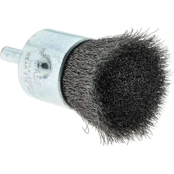 Tru-Maxx - 1" Brush Diam, Crimped, Flared End Brush - 1/4" Diam Steel Shank, 22,000 Max RPM - Makers Industrial Supply