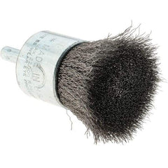 Tru-Maxx - 1" Brush Diam, Crimped, Flared End Brush - 1/4" Diam Steel Shank, 22,000 Max RPM - Makers Industrial Supply