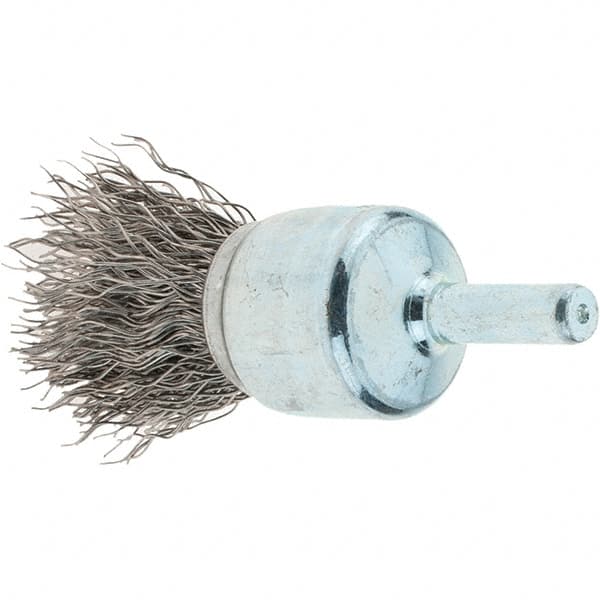 Tru-Maxx - 3/4" Brush Diam, Crimped, Flared End Brush - 1/4" Diam Steel Shank, 22,000 Max RPM - Makers Industrial Supply