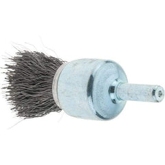 Tru-Maxx - 3/4" Brush Diam, Crimped, Flared End Brush - 1/4" Diam Steel Shank, 22,000 Max RPM - Makers Industrial Supply