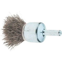 Tru-Maxx - 3/4" Brush Diam, Crimped, Flared End Brush - 1/4" Diam Steel Shank, 22,000 Max RPM - Makers Industrial Supply