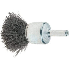 Tru-Maxx - 3/4" Brush Diam, Crimped, Flared End Brush - 1/4" Diam Steel Shank, 22,000 Max RPM - Makers Industrial Supply