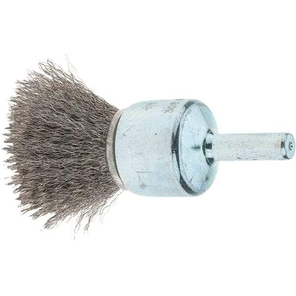 Tru-Maxx - 3/4" Brush Diam, Crimped, Flared End Brush - 1/4" Diam Steel Shank, 22,000 Max RPM - Makers Industrial Supply