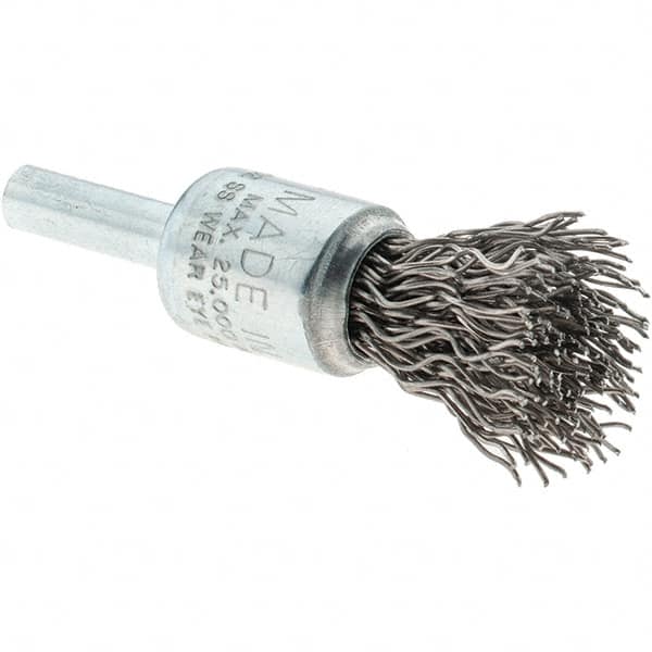 Tru-Maxx - 1/2" Brush Diam, Crimped, Flared End Brush - 1/4" Diam Steel Shank, 25,000 Max RPM - Makers Industrial Supply