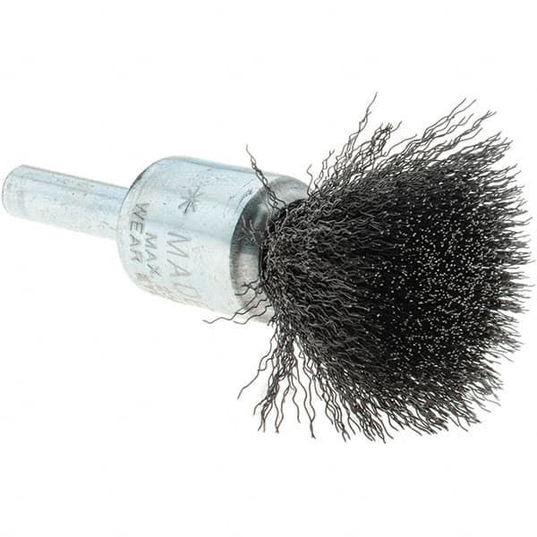 Tru-Maxx - 1/2" Brush Diam, Crimped, Flared End Brush - 1/4" Diam Steel Shank, 25,000 Max RPM - Makers Industrial Supply