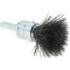 Tru-Maxx - 1/2" Brush Diam, Crimped, Flared End Brush - 1/4" Diam Steel Shank, 25,000 Max RPM - Makers Industrial Supply