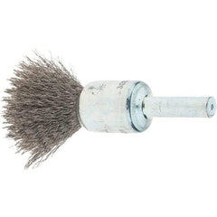 Tru-Maxx - 1/2" Brush Diam, Crimped, Flared End Brush - 1/4" Diam Steel Shank, 25,000 Max RPM - Makers Industrial Supply