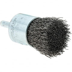 Tru-Maxx - 1" Brush Diam, Crimped, Flared End Brush - 1/4" Diam Steel Shank, 22,000 Max RPM - Makers Industrial Supply