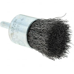 Tru-Maxx - 1" Brush Diam, Crimped, Flared End Brush - 1/4" Diam Steel Shank, 22,000 Max RPM - Makers Industrial Supply