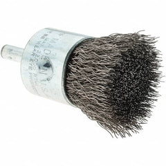 Tru-Maxx - 1" Brush Diam, Crimped, Flared End Brush - 1/4" Diam Steel Shank, 22,000 Max RPM - Makers Industrial Supply