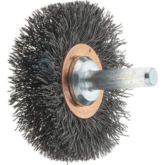 Tru-Maxx - 2" OD, 1/4" Shank Diam, Crimped Steel Wheel Brush - 3/8" Face Width, 1/2" Trim Length, 0.0118" Filament Diam, 20,000 RPM - Makers Industrial Supply