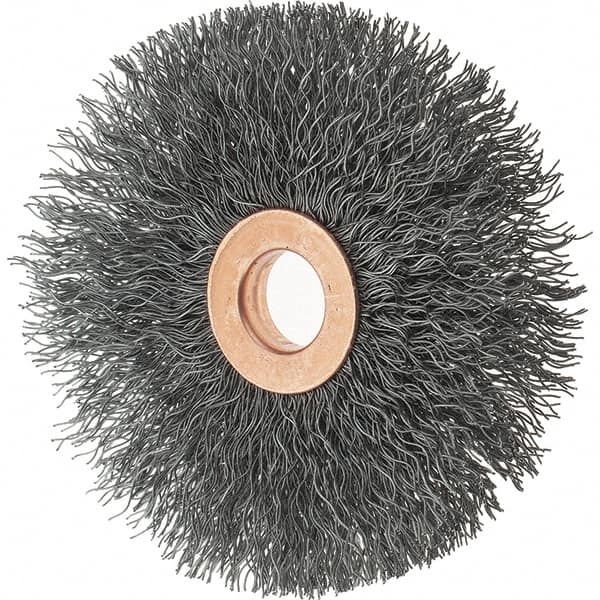 Tru-Maxx - 3" OD, 1/2" Arbor Hole, Crimped Steel Wheel Brush - 5/8" Face Width, 1" Trim Length, 0.0118" Filament Diam, 20,000 RPM - Makers Industrial Supply