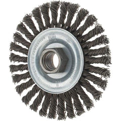 Tru-Maxx - 4" OD, 5/8-11 Arbor Hole, Stringer Bead Steel Wheel Brush - 1/4" Face Width, 7/8" Trim Length, 0.02" Filament Diam, 20,000 RPM - Makers Industrial Supply