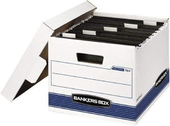 BANKERS BOX - 1 Compartment, 12-5/8" Wide x 10" High x 15-5/8" Deep, Storage Box - Corrugated Cardboard, White/Blue - Makers Industrial Supply