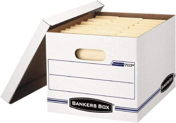 BANKERS BOX - 1 Compartment, 12-1/2" Wide x 10-1/2" High x 16-1/4" Deep, Storage Box - Corrugated Cardboard, White - Makers Industrial Supply