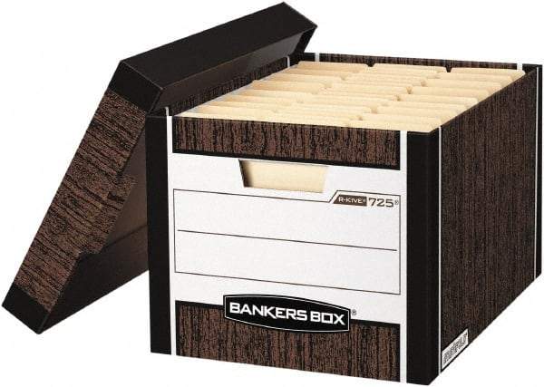 BANKERS BOX - 1 Compartment, 12-3/4" Wide x 10-3/8" High x 16-1/2" Deep, Storage Box - Corrugated Cardboard, Wood Grain (Color) - Makers Industrial Supply