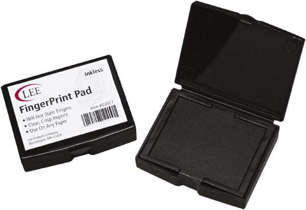 LEE - 2" Wide x 1/2" High x 1/2" Deep, Inked Fingerprint Pad - Plastic, Black - Makers Industrial Supply