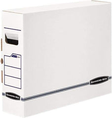 BANKERS BOX - 1 Compartment, 5" Wide x 14-7/8" High x 18-3/4" Deep, Storage Box - Plastic, White/Blue - Makers Industrial Supply