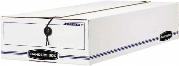 BANKERS BOX - 1 Compartment, 9-1/4" Wide x 4-1/4" High x 23-3/4" Deep, Storage Box - Corrugated Cardboard, White/Blue - Makers Industrial Supply