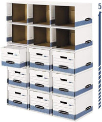 BANKERS BOX - 1 Compartment, 6-1/2" Wide x 21-3/4" High x 6-1/2" Deep, Storage Box - Corrugated, White/Blue - Makers Industrial Supply