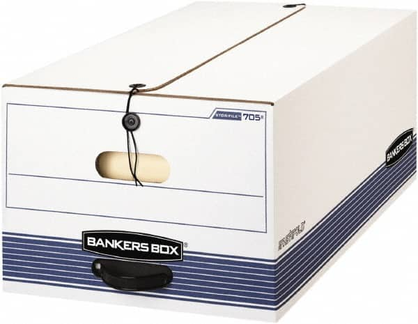 BANKERS BOX - 1 Compartment, 15-1/4" Wide x 10-3/4" High x 19-3/4" Deep, Storage Box - Corrugated Cardboard, White/Blue - Makers Industrial Supply