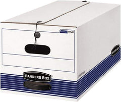 BANKERS BOX - 1 Compartment, 12-1/4" Wide x 10-3/4" High x 24-1/8" Deep, Storage Box - Corrugated Cardboard, White/Blue - Makers Industrial Supply