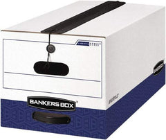 BANKERS BOX - 1 Compartment, 12-1/4" Wide x 10-3/4" High x 24-1/8" Deep, Storage Box - Corrugated Cardboard, White/Blue - Makers Industrial Supply