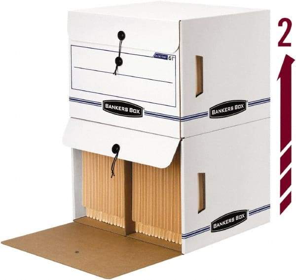 BANKERS BOX - 1 Compartment, 37-1/2" Wide x 37-3/4" High x 5-1/4" Deep, Storage Box - Corrugated Cardboard, White/Blue - Makers Industrial Supply