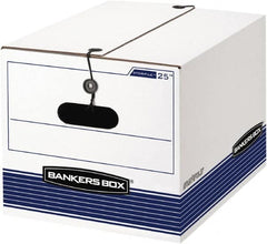 BANKERS BOX - 1 Compartment, 12-1/4" Wide x 11" High x 24-1/8" Deep, Storage Box - Corrugated Cardboard, White/Blue - Makers Industrial Supply