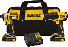 DeWALT - 20 Volt Cordless Tool Combination Kit - Includes 1/2" Brushless Compact Drill/Driver & 1/4" Brushless Impact Driver, Lithium-Ion Battery Included - Makers Industrial Supply