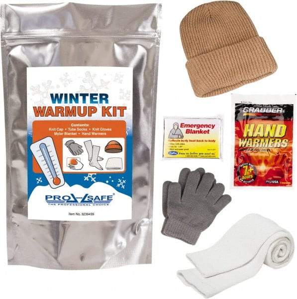 PRO-SAFE - Emergency Preparedness Kits Type: Winter Warm Up Kit Contents: Knit Stocking Cap; Gloves; Tube Socks; Emergency Blanket; (2) Hand Warmers - Makers Industrial Supply