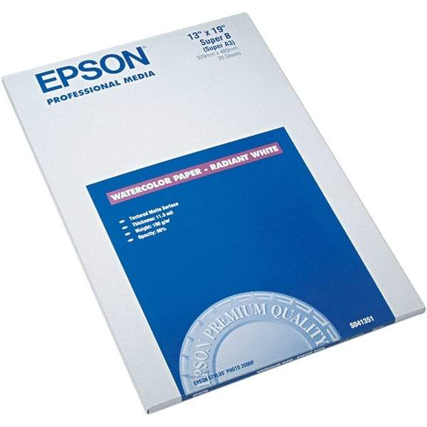 Epson - 13" x 19" White Photo Paper - Use with Inkjet Printers - Makers Industrial Supply