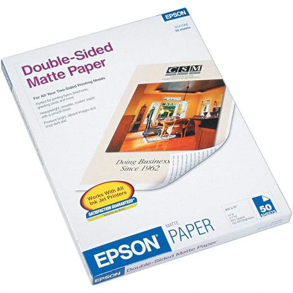 Epson - 8-1/2" x 11" Bright White Photo Paper - Use with Inkjet Printers - Makers Industrial Supply