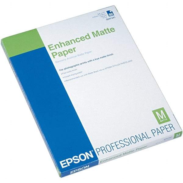 Epson - 8-1/2" x 11" White Photo Paper - Use with Inkjet Printers - Makers Industrial Supply