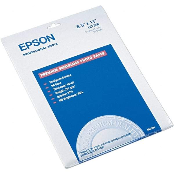 Epson - 8-1/2" x 11" White Photo Paper - Use with Inkjet Printers - Makers Industrial Supply