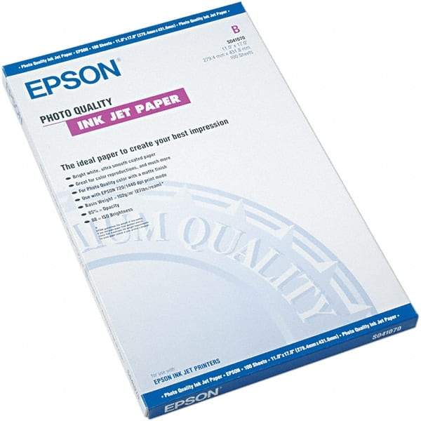 Epson - 11" x 17" Bright White Photo Paper - Use with Inkjet Printers - Makers Industrial Supply