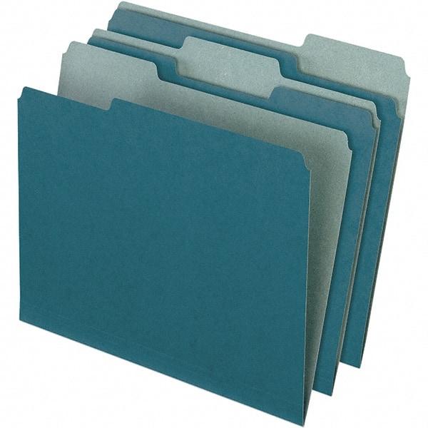 Pendaflex - 9-1/2 x 11-5/8", Letter Size, Blue, File Folders with Top Tab - 11 Point Stock, Assorted Tab Cut Location - Makers Industrial Supply