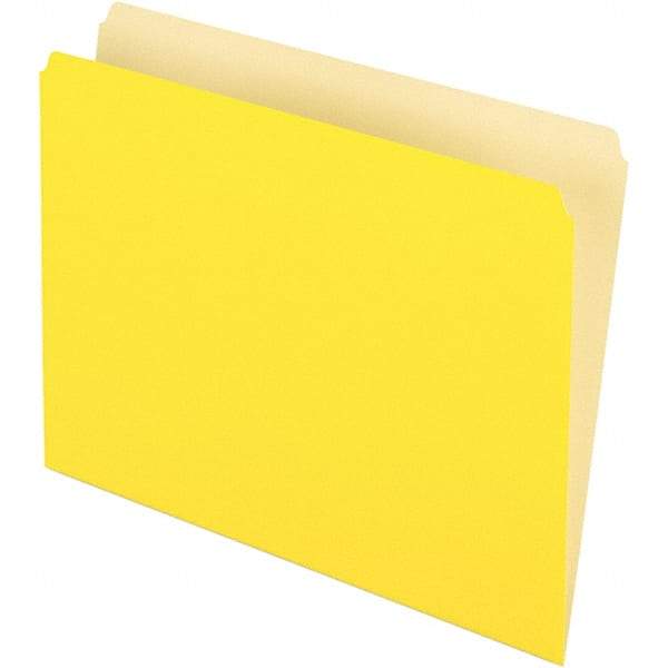 Pendaflex - 9-1/2 x 11-5/8", Letter Size, Yellow, File Folders with Top Tab - 11 Point Stock, Straight Tab Cut Location - Makers Industrial Supply