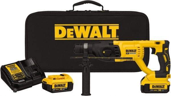 DeWALT - 20 Volt 1" SDS Plus Chuck Cordless Rotary Hammer - 0 to 5,550 BPM, 0 to 1,500 RPM, Reversible - Makers Industrial Supply