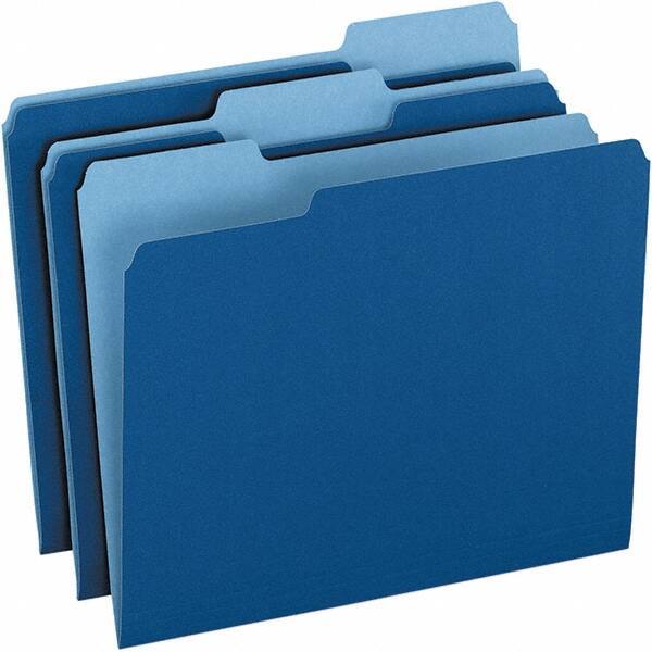 Pendaflex - 9-1/2 x 11-5/8", Letter Size, Navy Blue, File Folders with Top Tab - 11 Point Stock, Assorted Tab Cut Location - Makers Industrial Supply