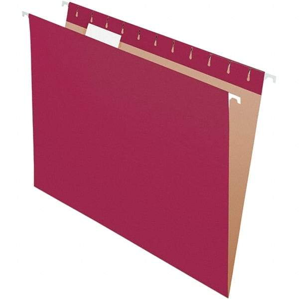 Pendaflex - 8-1/2 x 11", Letter Size, Burgundy, Hanging File Folder - 11 Point Stock, 1/5 Tab Cut Location - Makers Industrial Supply