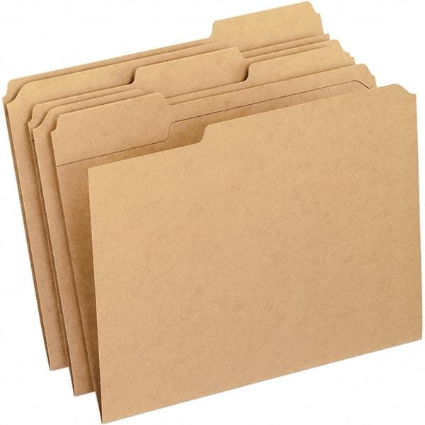 Pendaflex - 9-7/8 x 11-3/4", Letter Size, Brown, File Folders with Top Tab - 11 Point Stock, Assorted Tab Cut Location - Makers Industrial Supply