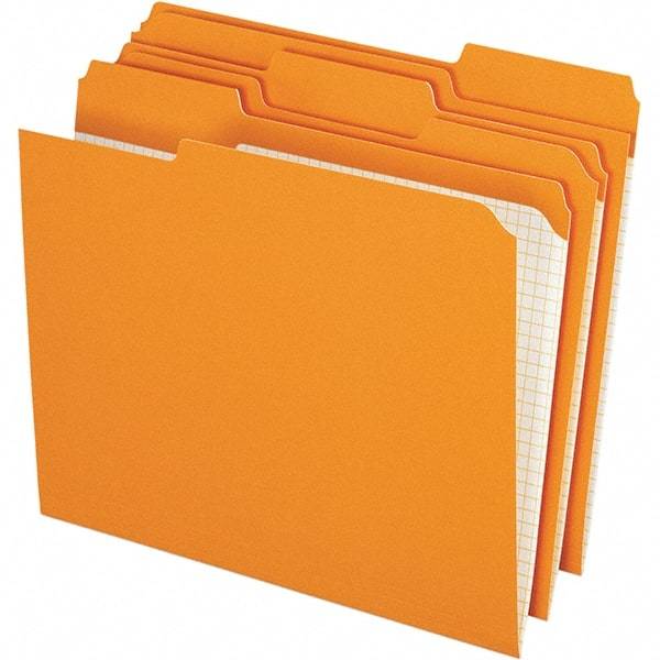 Pendaflex - 9-1/2 x 11-5/8", Letter Size, Orange, File Folders with Top Tab - 11 Point Stock, Assorted Tab Cut Location - Makers Industrial Supply