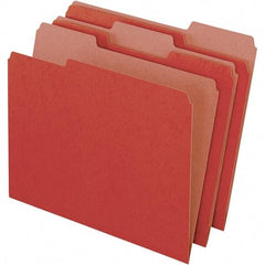 Pendaflex - 9-1/2 x 11-5/8", Letter Size, Red, File Folders with Top Tab - 11 Point Stock, Assorted Tab Cut Location - Makers Industrial Supply