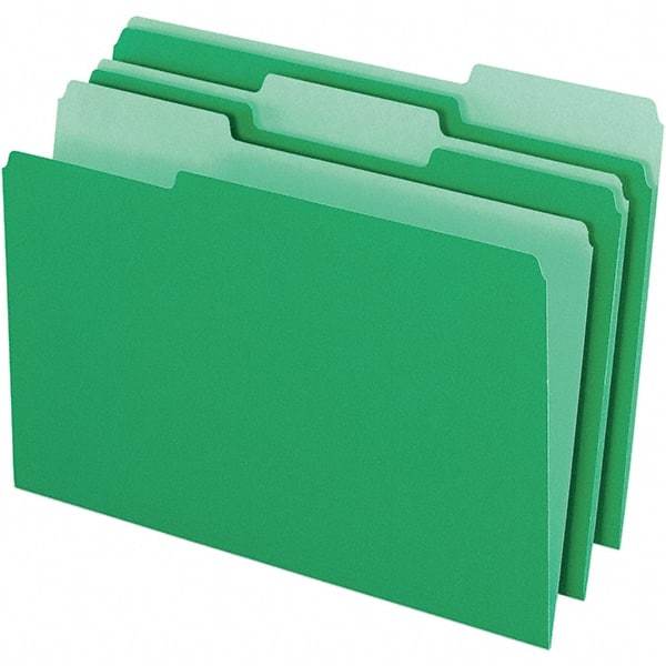 Pendaflex - 9-1/2 x 14-5/8", Legal, Green/Light Green, File Folders with Top Tab - 11 Point Stock, Assorted Tab Cut Location - Makers Industrial Supply